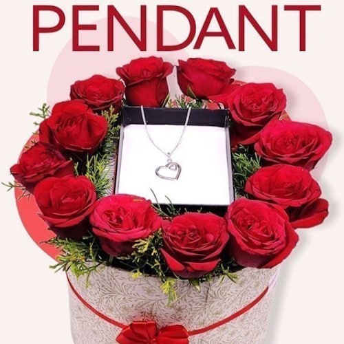 Buy Fresh Roses With Silver Pendant