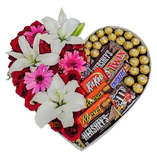 Buy Mixed Blooms With Chocolate Delight