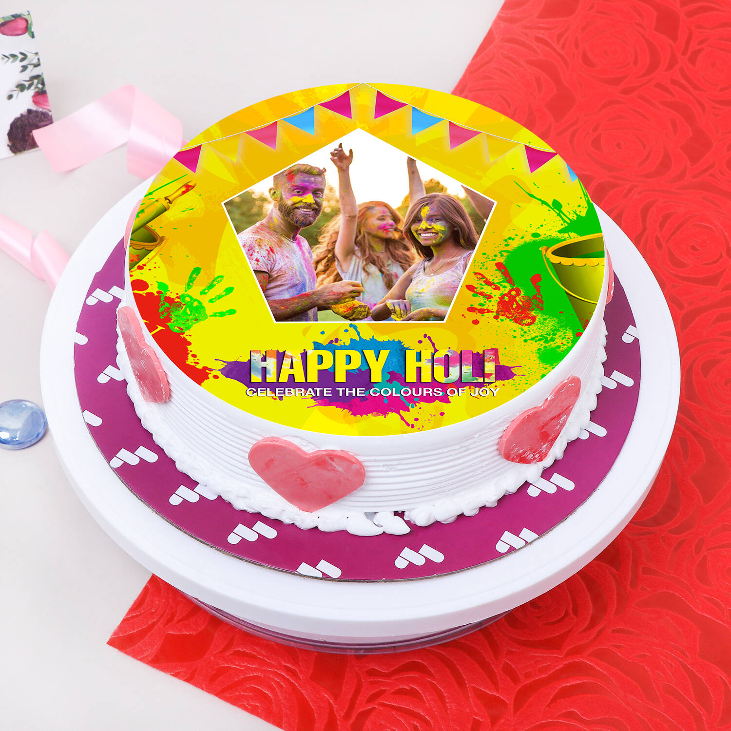 Order Happy Holi Fresh Cream Cake With Rainbow Icing Half kg Online at Best  Price, Free Delivery|IGP Cakes
