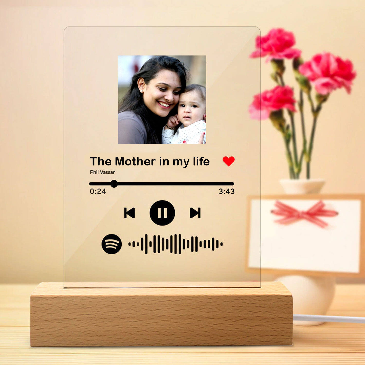 Wooden Happy Mother Day Customized Engraved Photo Plaque Gift for Mom (6x4  Inches) - Incredible Gifts
