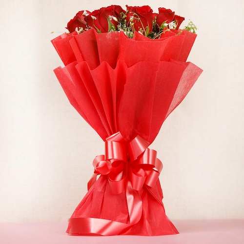 Buy 10 Joyful Red Roses Bouquet