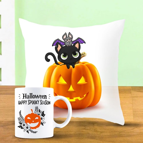 Buy Halloween Cushion and Mug Combo