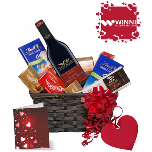 Buy Luxury Lindt and Wolf Blass Shiraz Gift Basket