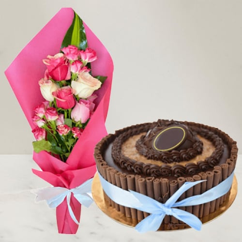 Buy Caprice Cake Flower Combo