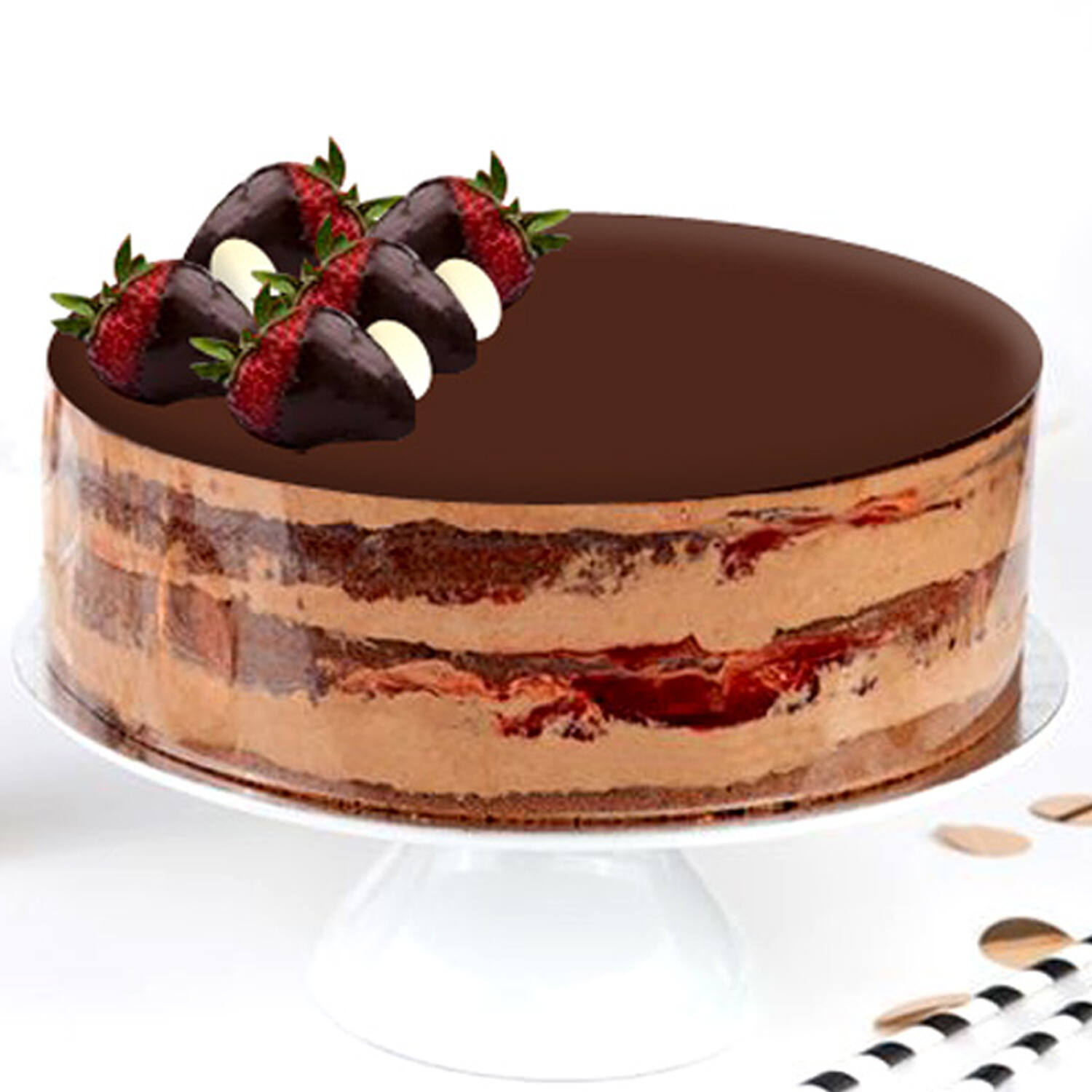 Dark Chocolate Covered Strawberry Layer Cake - Joanne Eats Well With Others