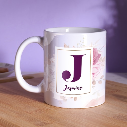 Buy Purple Colour Initial Personalized Mug
