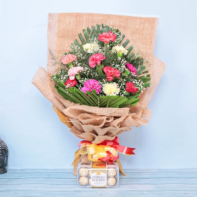 12 Mixed Carnation  Bouquet