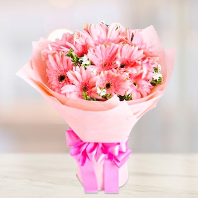 10 Pink Gerbera Bunch