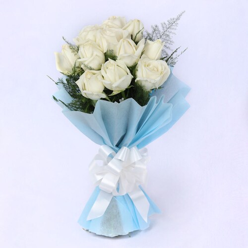 Buy 12 White Roses Bouquet