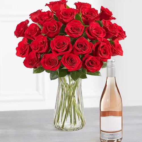 Buy Blooming Roses With Wine