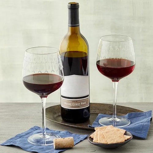 Buy Etched Wine Glass Set And Red Wine