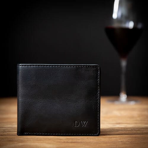 Buy Personalised Black Leather Billfold Wallet