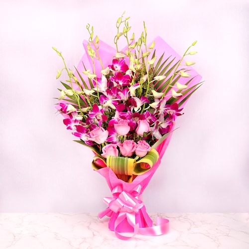 Buy Fantasy Pink Orchid with Rose