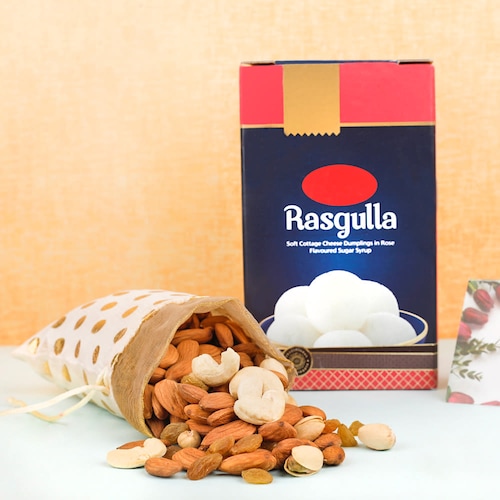 Buy Mix Dry Fruit Pack With Rasgulla