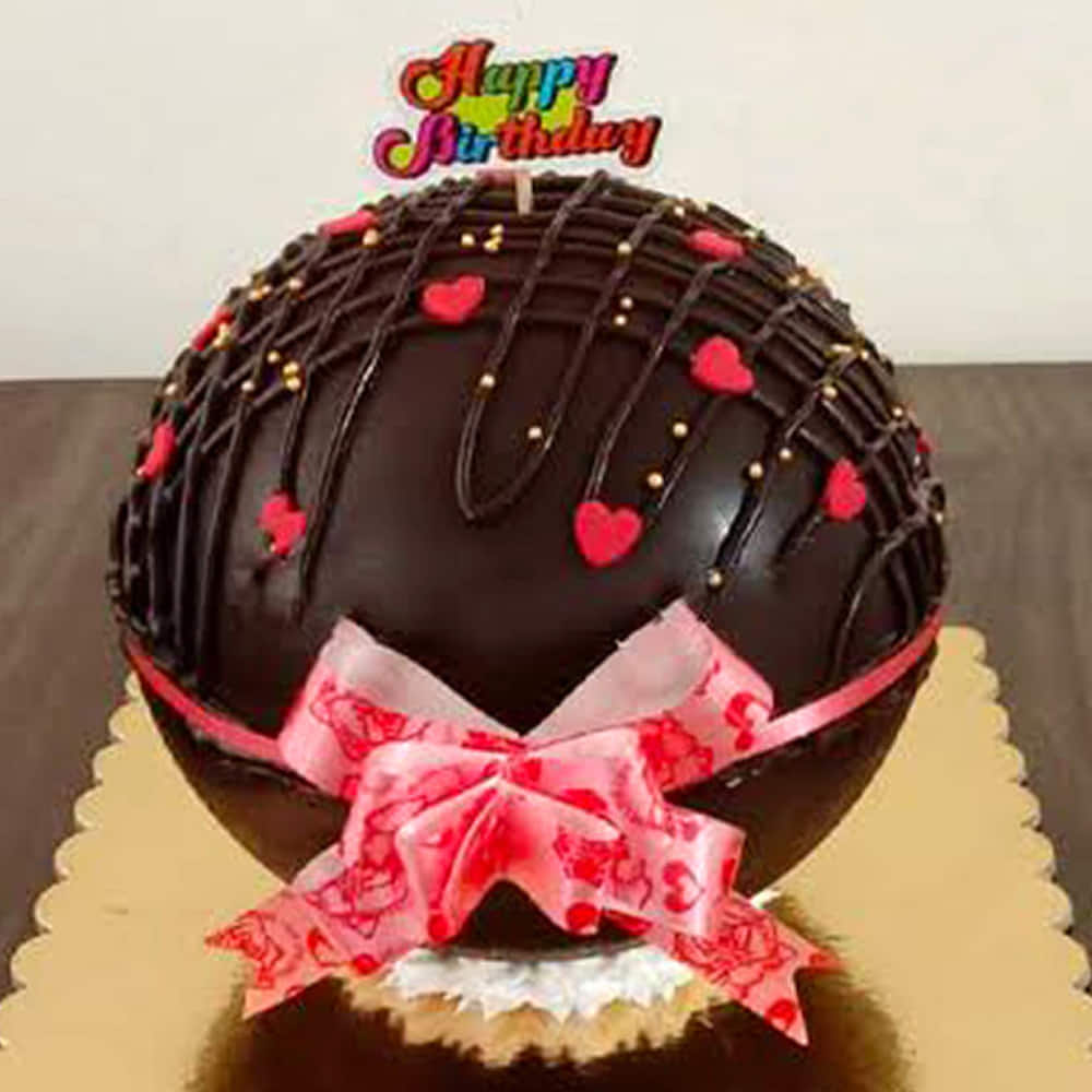 Round Kids Happy Birthday Chocolate Cake