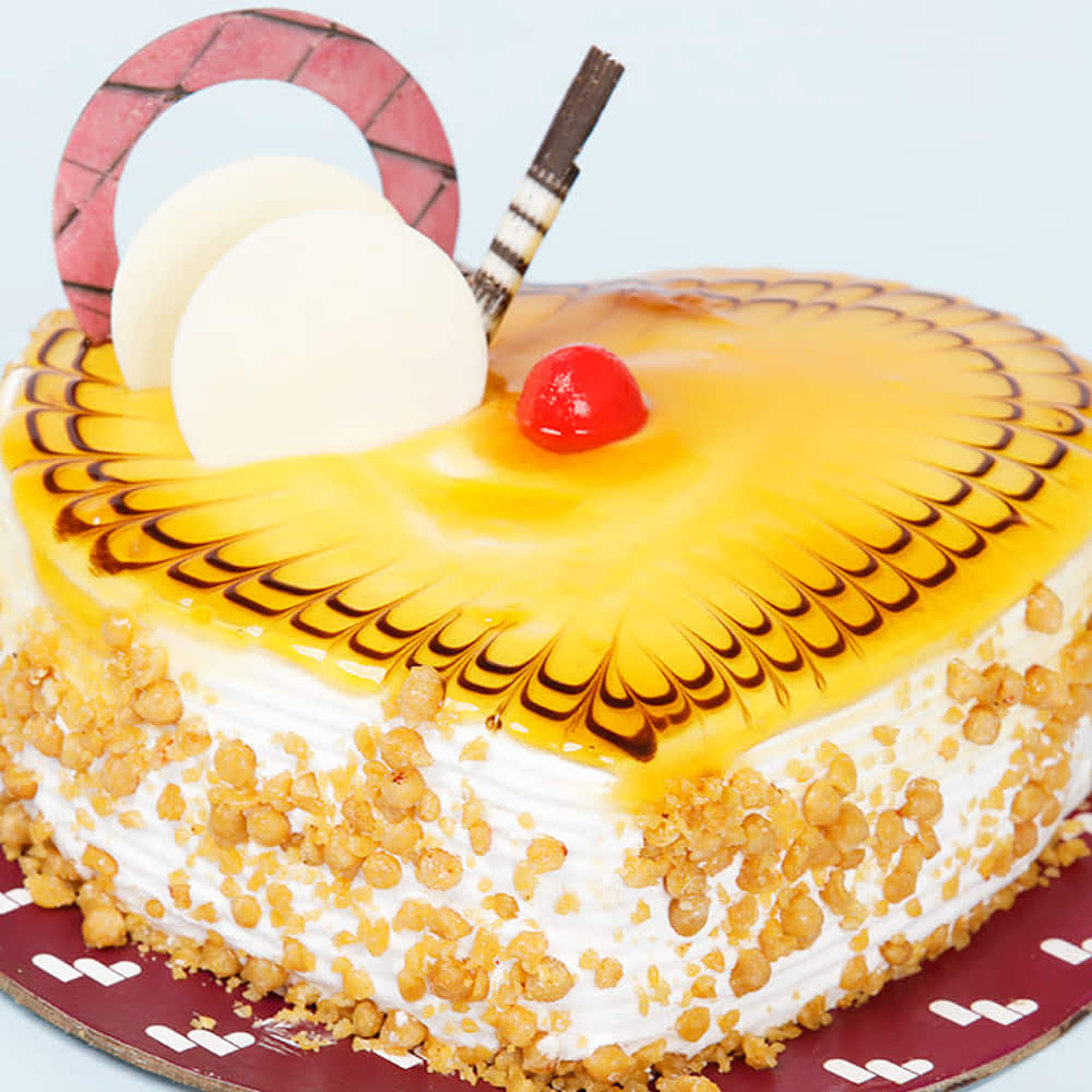 Butterscotch Heart Shape Fruit Cake ( 2 Pounds ) - Your Koseli Celebrations