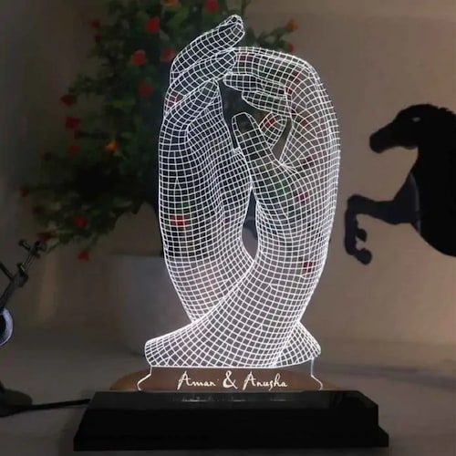 Buy Personalised Love Hands 3D Illusion Led Lamp
