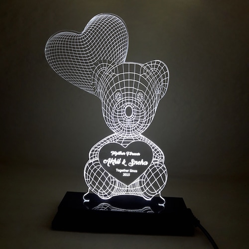 Buy Personalised Teddy Heart 3D Illusion Led Lamp