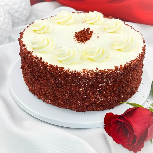 Buy Deluxe Red Velvet Cake With Roses