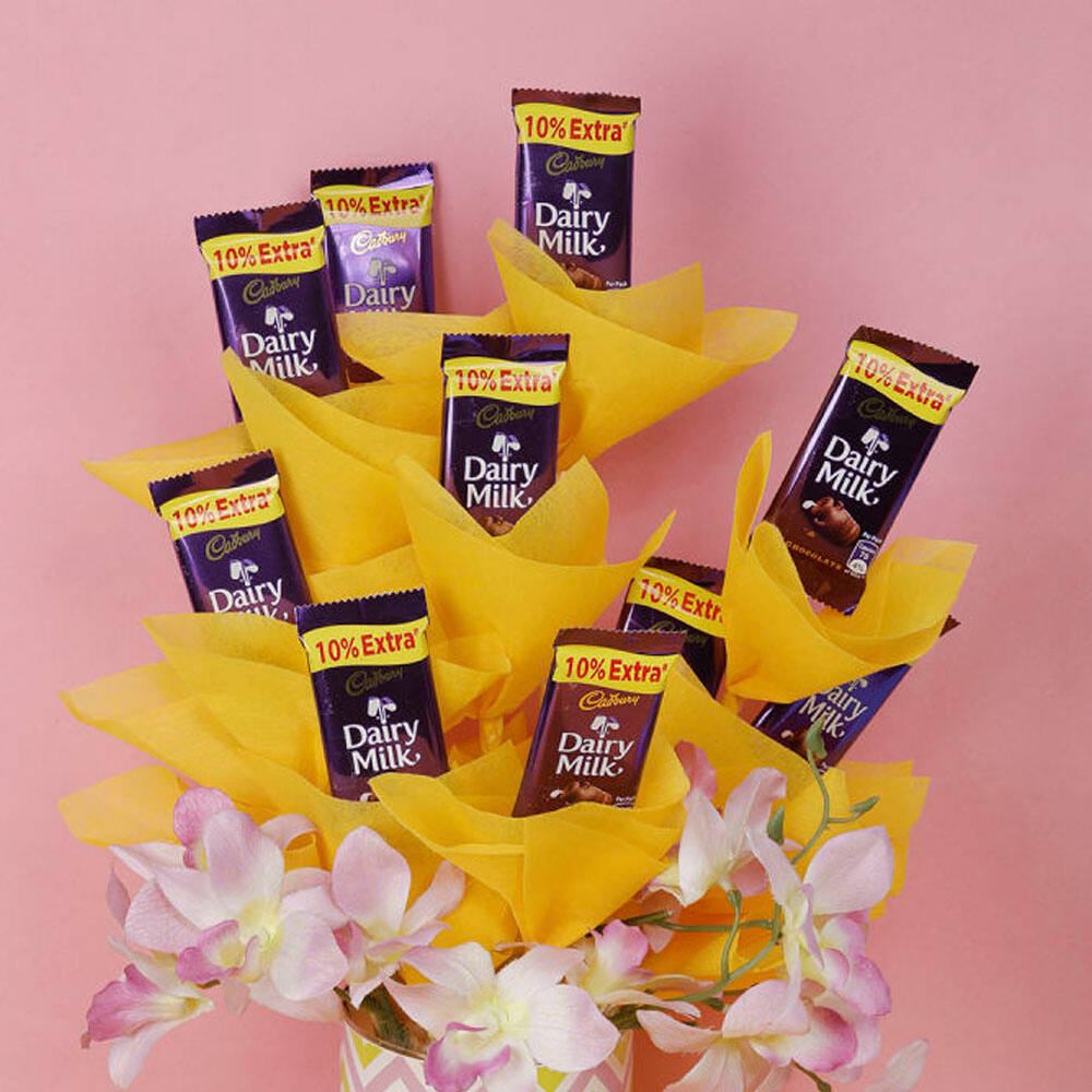 Stunning Chocolate Bouquet Kitkat Silk flowers Gift Hamper | eBay