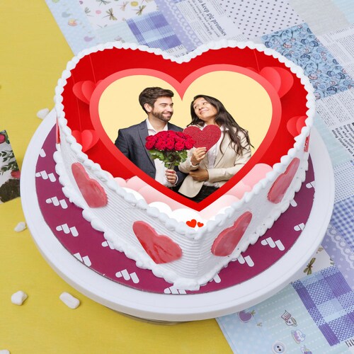 Buy Heart Shape Red Velvet Photo Cake