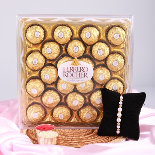 Buy Pearl Rakhi With Ferrero Rocher Combo