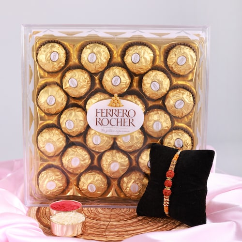 Buy Ferrero Rocher With Rudraksha Rakhi Combo