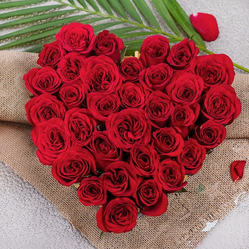 Buy 35 Red Roses Heart Shape Arrangement
