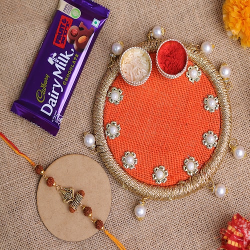 Buy Shiv Damroo Trishool Rakhi with Chocolate Combo