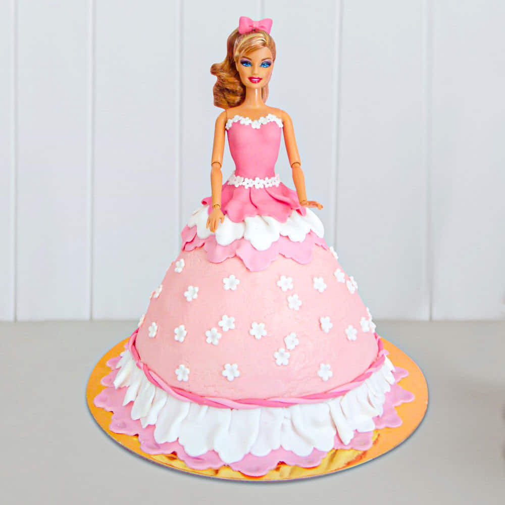 Doll Cake Fairy Pink Dress Blue piping Customer Supplied Doll - Pure Gelato  Sydney - Pure Gelato Sydney | Gelato | Gelato Cakes | Gelato Fundraising
