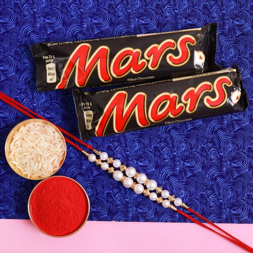 Buy Pearl Rakhi With Mars Chocolate Bar