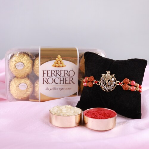 Buy Ganesh Rakhi With Ferrero Rocher Chocolate 4 Pieces