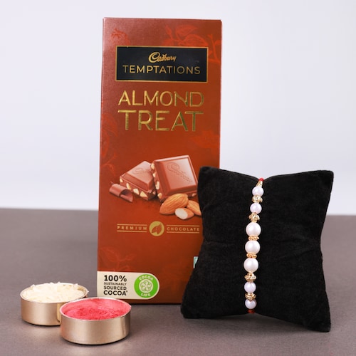 Buy Bro Pearl Rakhi With Cadbury Temptation Almond Treat Chocolate