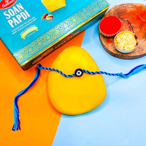 Buy Evil Eye Beads Rakhi With Soan Papdi 250Gm