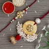 Buy Multicolor Pearl And Stone Bhaiya Bhabhi Rakhi Set