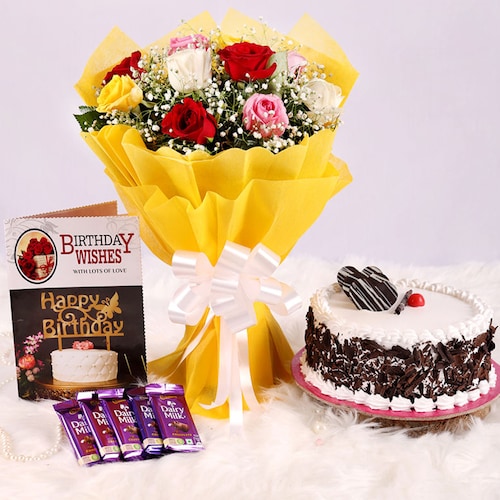 Buy Lovely Mix Roses Bouquet with Combo