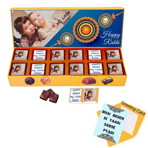 Buy Personalized Rakhi Chocolate Gifts With Greeting Card