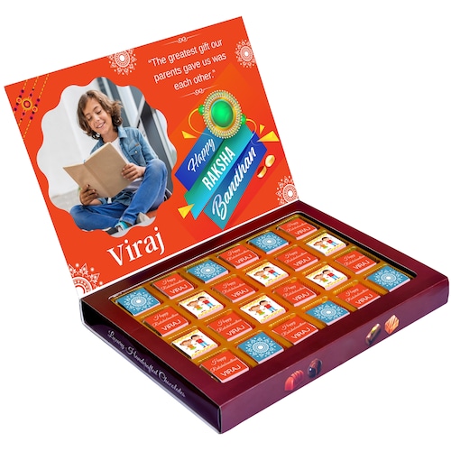 Buy Personalized Rakhi Combo Gift With Chocolate And Roli Chawal