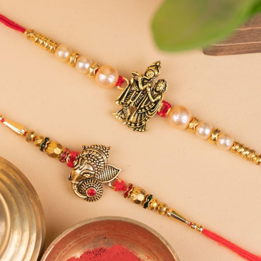 Set of 2 Rakhi Radha Krishna And Ganesha | Winni.in