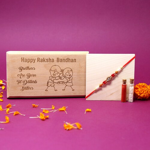 Buy Happy Rakhi Wooden Plaque