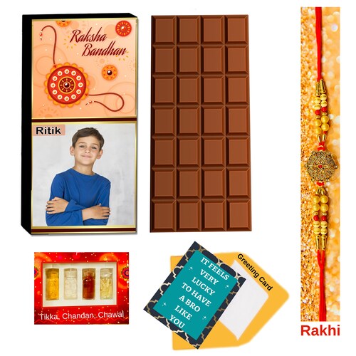 Buy Personalized Rakhi Gift Hamper With Chocolate