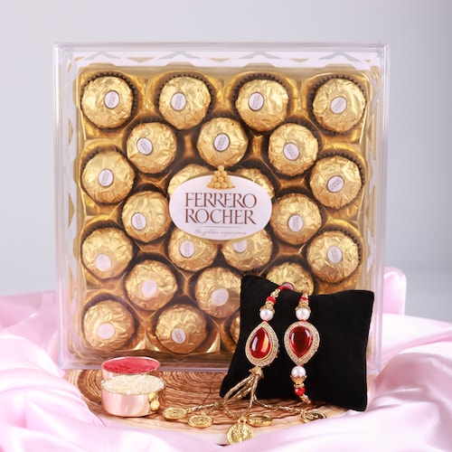 Buy Bhaiya Bhabhi Rakhi With Big Ferrero Rocher Chocolate