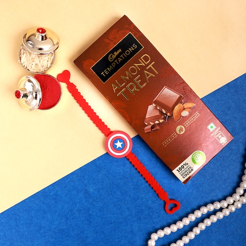 Buy Captain America Rakhi With Chocolate Combo