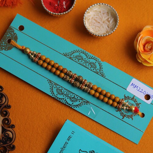 Buy Single Rudraksha Twin Lines Rakhi