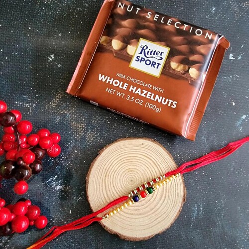 Buy Beads Rakhi With Ritter Sport Hazelnuts