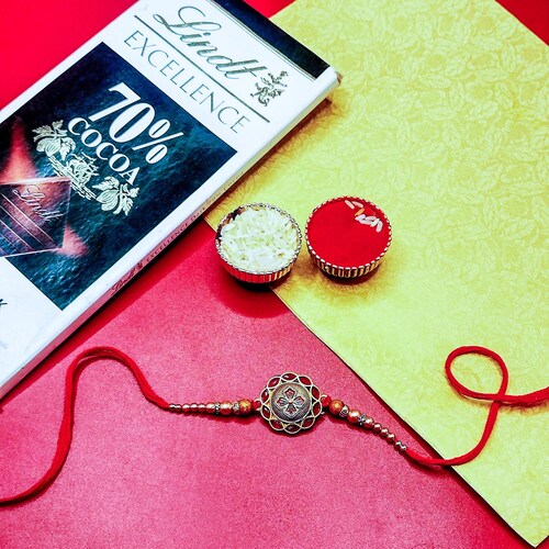 Buy One Designer Rakhi With Lindt Excellence Chocolate Bar