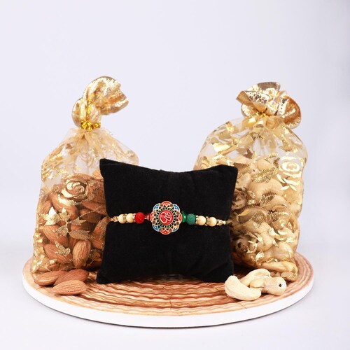 Buy Crush Filled Dry Fruits Rakhi Combo