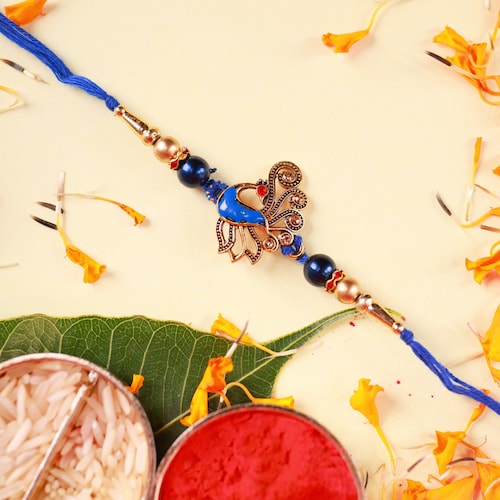 Buy Blue Peacock Pearl Rakhi