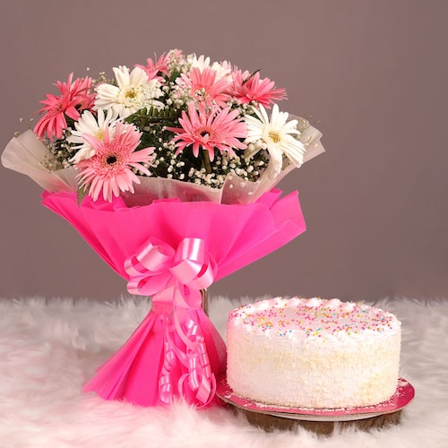 Buy Vanilla Cake With Gerbera