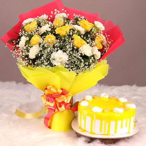 Buy Yellow Floral Pineapple Combo